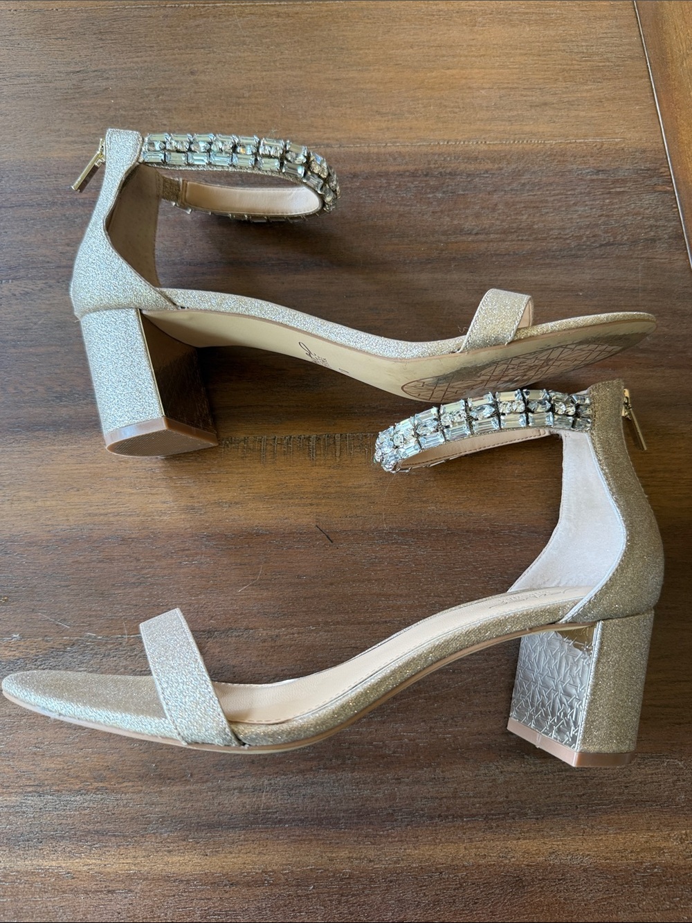 Jewel Badgley Mischka Blush Crystal-Ankle Strap Heel Size 10 - Picture 8 of 14